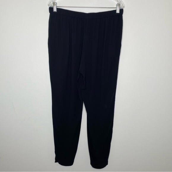 Eileen Fisher Black Silk Pull On Ankle Pants - Picture 2 of 14